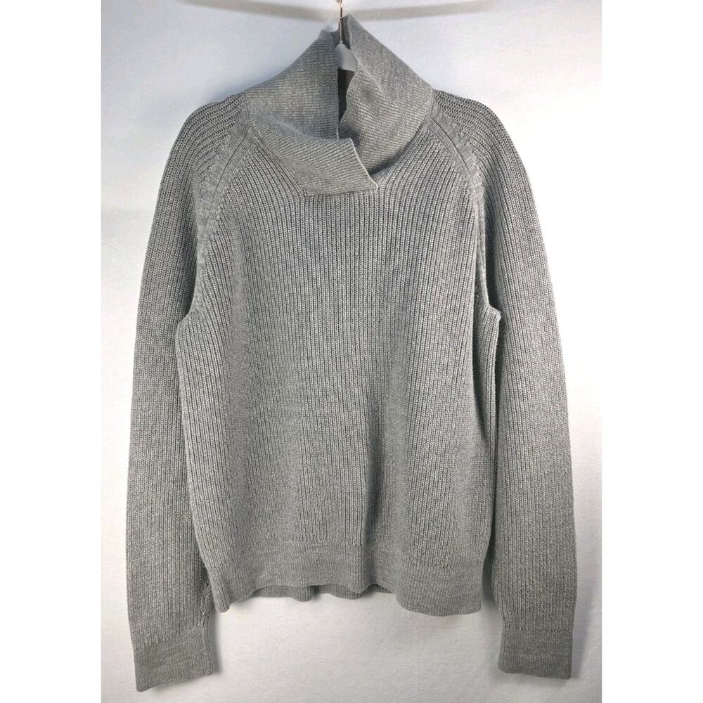 Gap Men's Medium Sweater Gray 100% Cotton High Neck Warm Cozy Preppy Outdoors